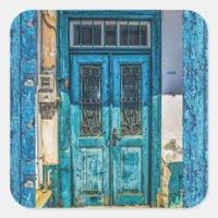 Rustic Blue Distressed Paint Door Stickers