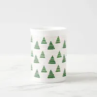 Christmas trees with beads strings pattern bone china mug