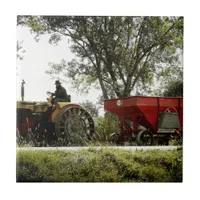 Tractor on Steel Wheels Ceramic Tile