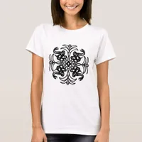 Black and White Tribal Rattlesnake  T-Shirt