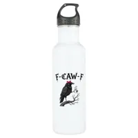 Gothic Crow F-Caw-F Bird Funny Halloween Raven Stainless Steel Water Bottle