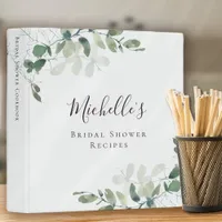 Eucalyptus Greenery Bridal Shower Recipe  3 Ring Binder