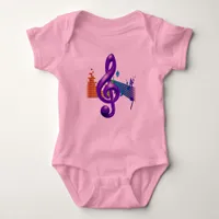 Treble Clef Purple Elegant Design Baby Bodysuit