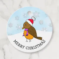 Personalized Christmas Festive Bird in Santa Hat Favor Tags