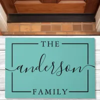 Signature Script Personalized Teal Family Name Doormat