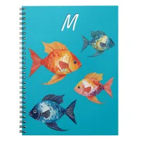 Fun Cute Ocean Fish Sea Life Aquatic Monogrammed Notebook