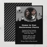 Halloween Party Custom Photo Witch Ghost Cat Invitation