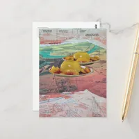 Surreal Peach Mountains Collage Postcard