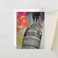 Bottled in Bond Whisky Bottle Floral  Collage Postcard
