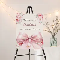 Pink bow cream florals Quinceanera welcome Foam Board