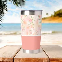 Abstract Watercolor Small Peach Pink Flowers Insulated Tumbler