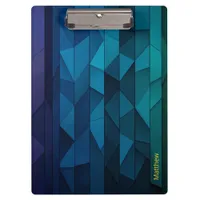 Personalized Geometric Blue and Teal Pattern Clipboard