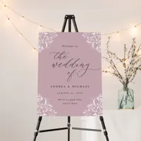 Elegant Light Mauve Wedding Welcome Sign Vintage