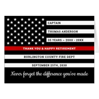 Firefighter Retirement Custom Thin Red Line Flag Card
