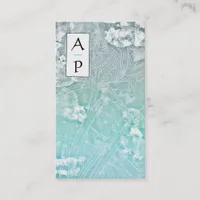 *~* QR Floral Subtle Flowers TURQUOISE Logo Photo Business Card