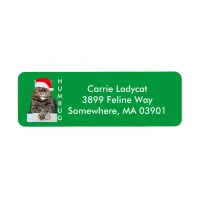 Christmas Cat Humbug Photo with Santa Hat Label