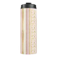 Pink Gold Christmas Fa La La Pattern#27 ID1009 Thermal Tumbler