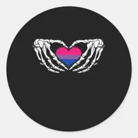 Bisexual Pride Skeleton Halloween Bi Goth Heart Cl Classic Round Sticker