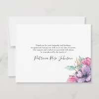 Feminine Watercolor Floral Pattern Funeral Thank You Card