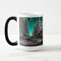 Abandoned City Buildings Dystopian Teal Skies Magic Mug