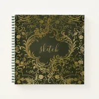 Faux Gold and green gothic Sketchbook Notebook