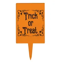 Halloween Pumpkin Orange and Black Trick or Treat Cake Topper