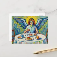 A Colorful Angel at Breakfast Postcard