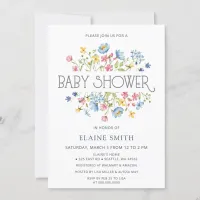 Wildflowers Spring Blossoms Floral Baby Shower Invitation