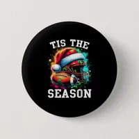 Tis The Season Football Mom Christmas Santa Hat Co Button