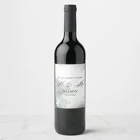 Black And White Abstract Mr & Mrs Wedding  Wine Label