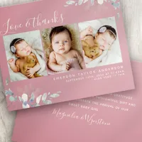 Budget Photo Baby Thank You Card | Pink Eucalyptus