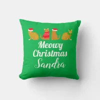 Meowy Christmas Cats Throw Pillow