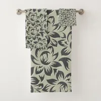 Chic Vintage Tropical Blues | Abstract Floral Bath Towel Set