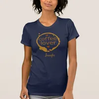 Coffee Lover Coffee Ring and Hearts Print T-Shirt