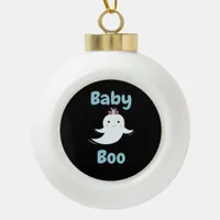 Baby Boo Cute Halloween Kids Or Couples Gift Ceramic Ball Christmas Ornament