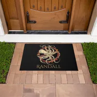 Personalized Steampunk Octopus & Rusty Clockwork Doormat