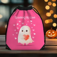 Spooking Up Love Cute Ghost Halloween  Drawstring Bag