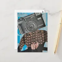 Surreal Camera Woman Collage Postcard