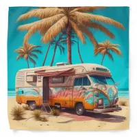 Retro RV and Palm Trees Bandana