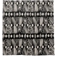 Caribbean Tribal Mudcloth: Black, White, Shower Curtain