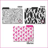 Black, White, and Hot Pink Floral & Hearts Initial File Folder