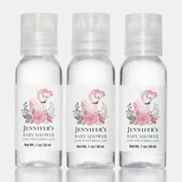 Pink Flamingo Girl Baby Shower Favor Hand Sanitizer