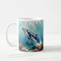 Oceanic Blue Whale and Coastal Poem Coffee Mug