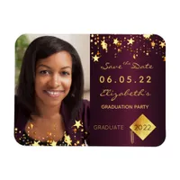 Save the Date photo graduation party burgundy Magnet