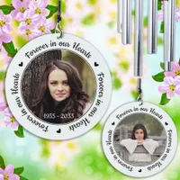 Forever in our Hearts Custom 2 Photo Memorial Wind Chime