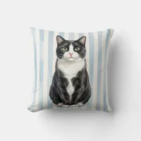Vintage Tuxedo Cat Throw Pillow
