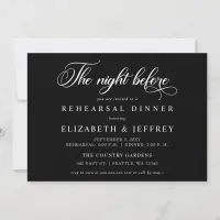 Black Script The Night Before Rehearsal Dinner Invitation