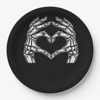 Skeleton Heart Hands Sign Halloween Costume Basic  Paper Plates
