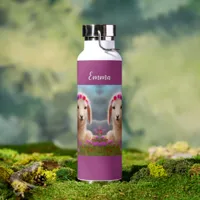 Cute easter lamb with flowers - personalizable  water bottle