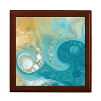 Ocean Blue Waves and Sandy Brown Fluid Art  Gift Box